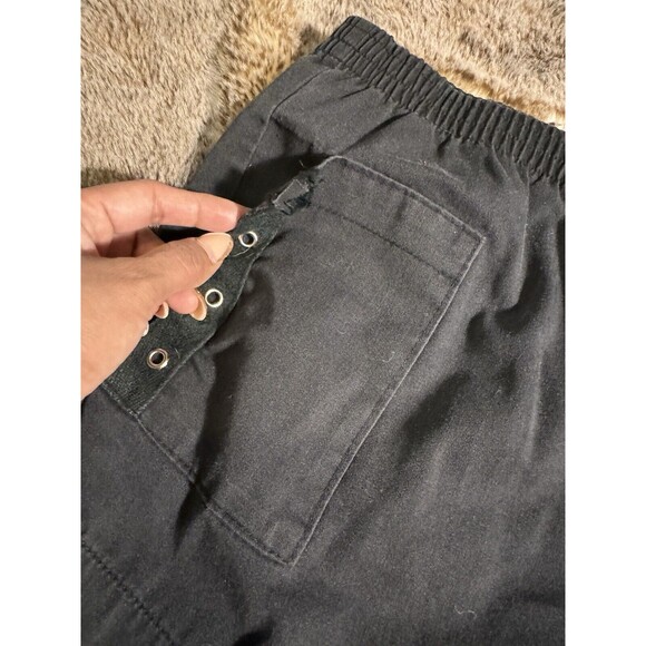 Justin Allen Vintage Black Lightweight Elastic Waist High Rise Shorts M pockets - Picture 5 of 7